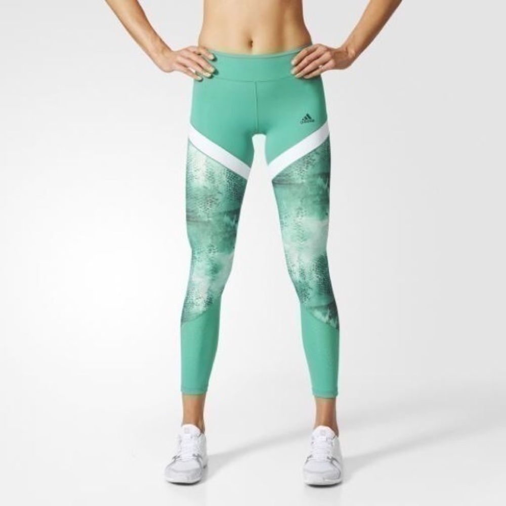 Adidas ClimaLite Wow Drop 4 Green Snakeskin Ultimate Tight Leggings size XS